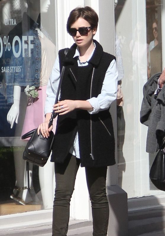 Lily Collins Style - Shopping in Hollywood, April 2015