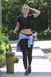 Miley Cyrus in Leggings - Hiking in Los Angeles, April 2015