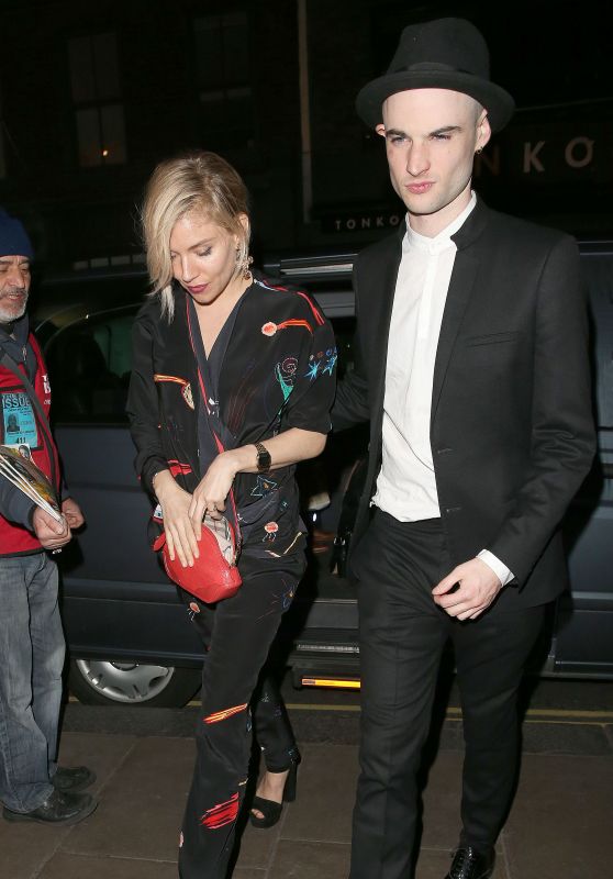 Sienna Miller Night Out Style - Groucho Club in London, April 2015