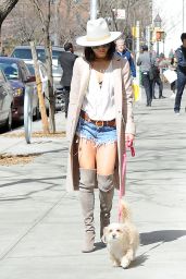 Vanessa Hudgens Walking Her Dog at Washington Square Park in New York, April 2015