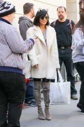 Vanessa Hudgens Wearing Cat Ears and Thigh High Boots in NYC, April 2015