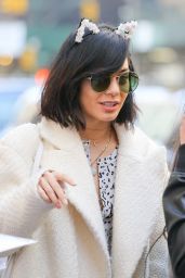 Vanessa Hudgens Wearing Cat Ears and Thigh High Boots in NYC, April 2015