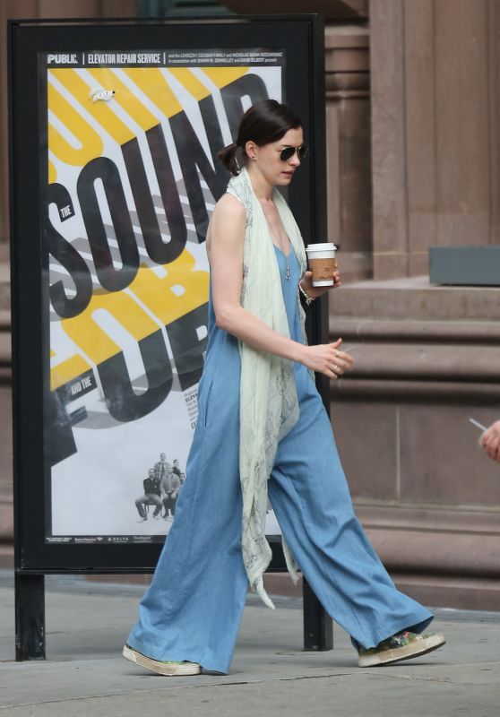 Anne Hathaway - Walking to the Public Theatre in New York City, May 2015