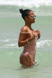 Christina Milian Hot in Bikini at a Beach in Miami, May 2015