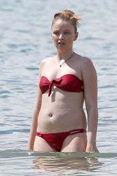 Elisabeth Harnois in Red Bikini at the Beach, May 2015