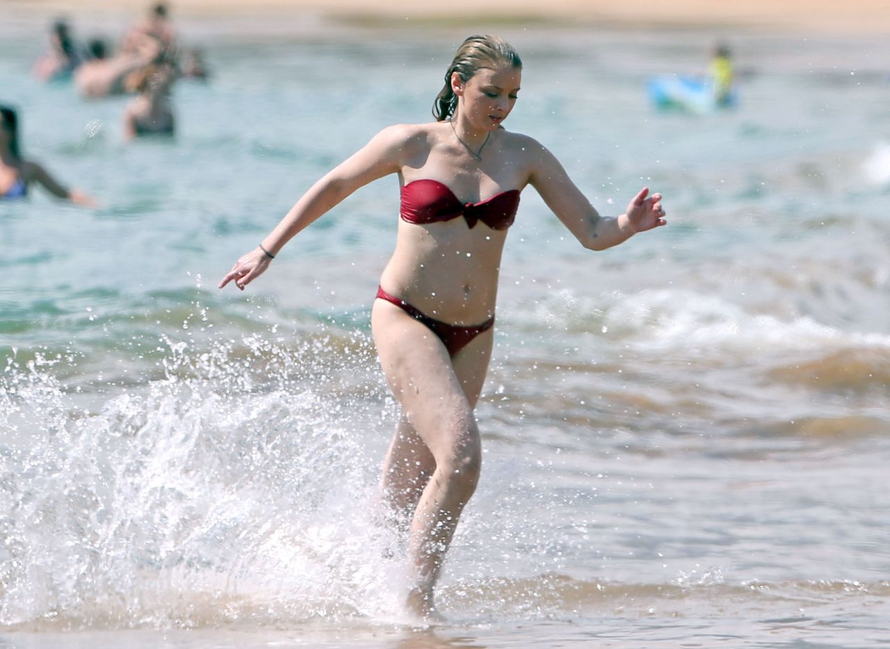 Elisabeth Harnois in Red Bikini at the Beach, May 2015.