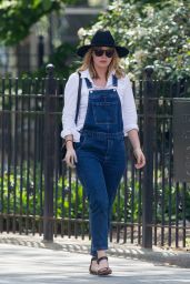 Elizabeth Olsen in Jumpsuit Jeans - Out in New York City, May 2015