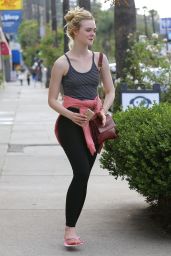 Elle Fanning in Tights - Leaving a Salon in Studio City, May 2015