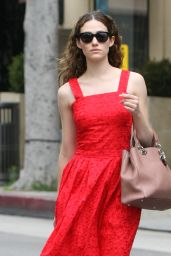 Emmy Rossum in Red Dress - Beverly Hills, May 2015