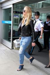 Jennifer Lawrence in Ripped Jeans at Trudeau International Airport in Montreal, May 2015