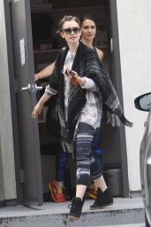 Lily Collins in Leggings - Leaving a Gym in West Hollywood, May 2015