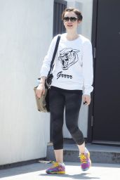 Lily Collins Leaving a Gym in West Hollywood, May 2015