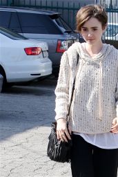 Lily Collins - Leaving a Hair Salon in West Hollywood, May 2015