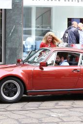 Michelle Hunziker & Tomaso Trussardi Drive Their Porsche in Milan, May 2015