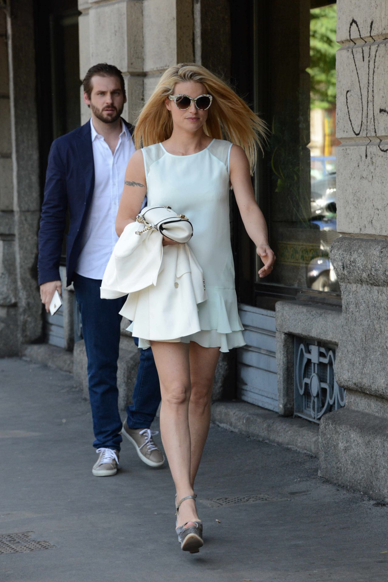 Michelle Hunziker & Tomaso Trussardi - Out on Mother's Day in Milan ...