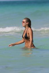 Natasha Oakley in Black Bikini at a Beach in Miami, May 2015