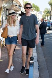 Poppy Delevingne in Jeans Shorts - Out in Cannes, May 2015
