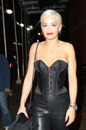 Rita Ora - Wearing a Corset & Leather Pants - New York City, May 2015