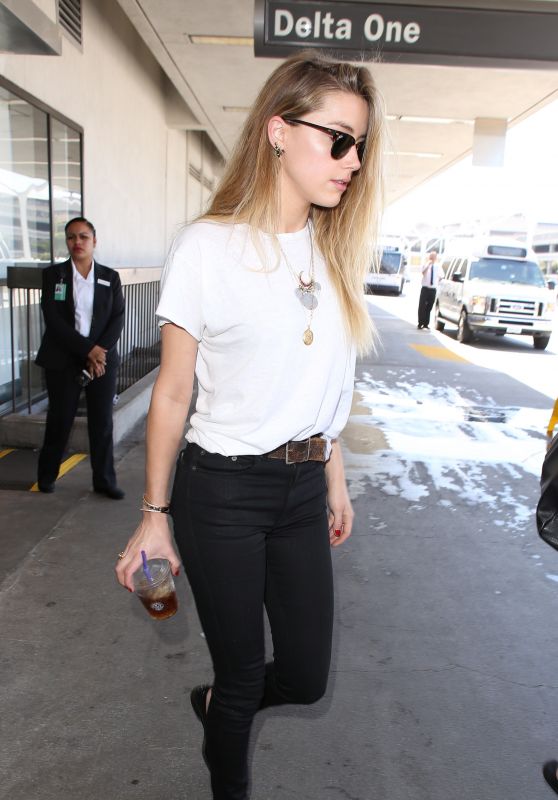 Amber Heard Airport Style - LAX, June 2015