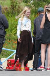 Elle Fanning on the Set of a Photoshoot in Malibu, June 2015