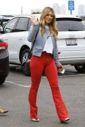 Hilary Duff in Red Pants - Going to a Studio in LA, June 2015