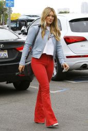 Hilary Duff in Red Pants - Going to a Studio in LA, June 2015