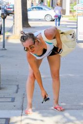 Kaley Cuoco in Shorts - Leaving a Yoga Class in Sherman Oaks, June 2015