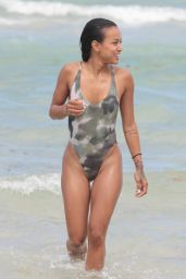 Karrueche Tran in a Swimsuit on the Beach in Miami, June 2015