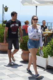 Kelly Brook in Jeans Shorts - Taormina, Italy, June 2015