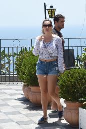 Kelly Brook in Jeans Shorts - Taormina, Italy, June 2015