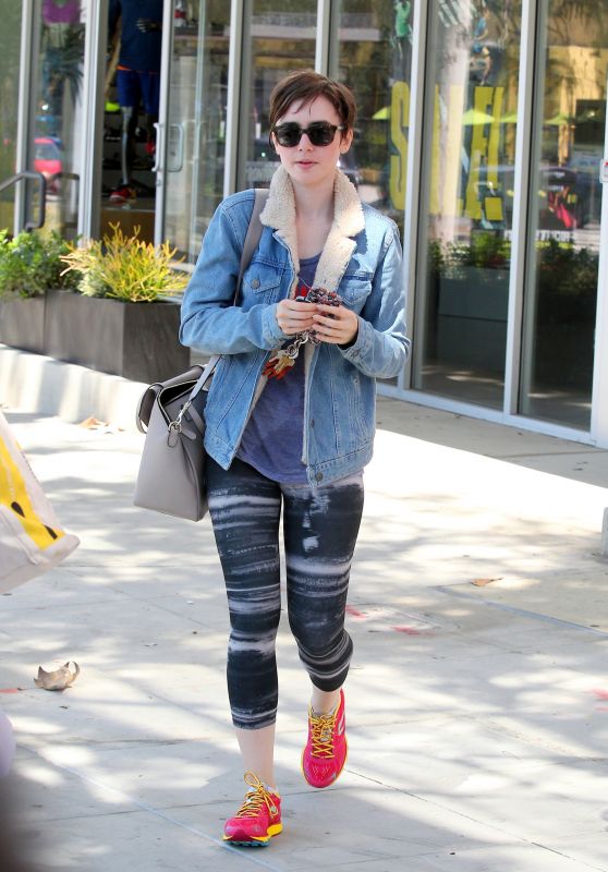 Lily Collins - Leaving the Gym in West Hollywood, June 2015