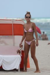 Natalia Borges in a Pink Bikini on the Beach in Miami, June 2015