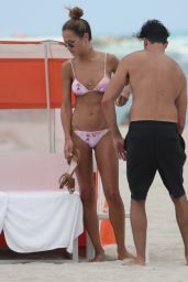 Natalia Borges in a Pink Bikini on the Beach in Miami, June 2015