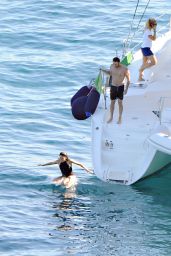 Nikki Reed in a One Piece Bathing Suit on a Boat in Italy, June 2015