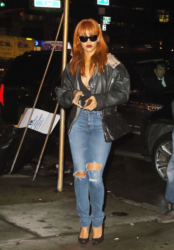 Rihanna in Ripped Jeans - Out in New York City, June 2015