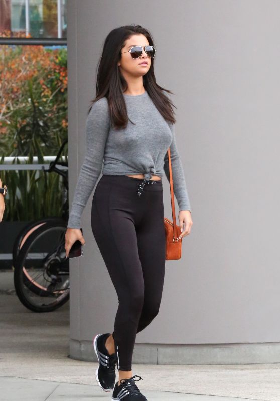 Selena Gomez in Tights - Leaving a Gym in West Hollywood, June 2015