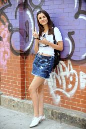 Victoria Justice in Mini Skirt - NYC, June 2015