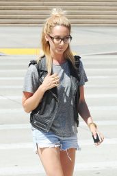 Ashley Tisdale in Denim Shorts, Out in Pasadena, July 2015