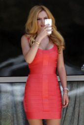 Bella Thorne Hot in Red Dress - On the Set of Scream, July 2015