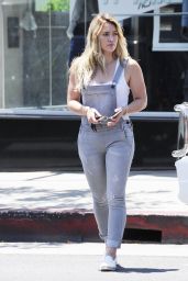 Hilary Duff in Jean Jumpsuit - Out in Beverly Hills, July 2015