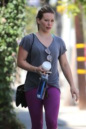 Hilary Duff in Leggings - Leaving a Gym in West Hollywood, July 2015