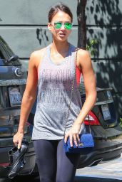 Jessica Alba in Leggings - at a Soul Cycle Class in LA, July 2015