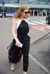Jessica Chastain Airport Style - at Heathrow, July 2015