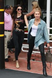 Kendall Jenner and Hailey Baldwin Casual Style -  at Fred Segal in West Hollywood. July 2015