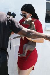 Kylie Jenner in Red Dress - Out in Sherman Oaks, July 2015
