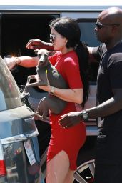 Kylie Jenner in Red Dress - Out in Sherman Oaks, July 2015