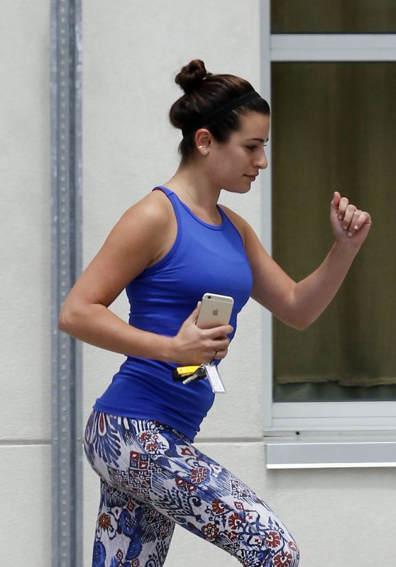 Lea Michele in tights - Heading to a Workout Session in New Orleans - July 2015