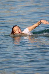 Lindsay Lohan - Swim at a Beach in Mykonos, July 2015