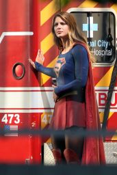 Melissa Benoist -Supergirl Set Photos in Los Angeles, July 2015