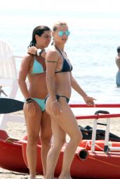 Michelle Hunziker & daughter Aurora Bikini Candids - at the Beach in Forte dei Marmi, July 2015